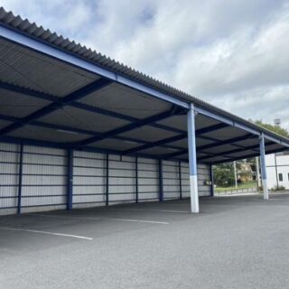 滋賀県湖南市 大型トラック進入可・大型車庫付 事務所・倉庫・貸土地テナント