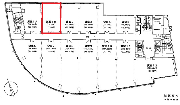 滋賀県大津市 8F約21坪テナント JR大津駅前オフィスビル